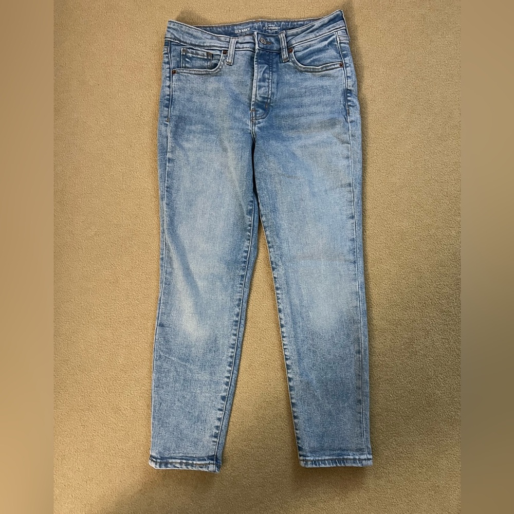 High rise Light wash straight jeans